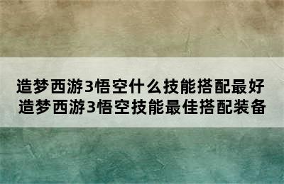 造梦西游3悟空什么技能搭配最好 造梦西游3悟空技能最佳搭配装备